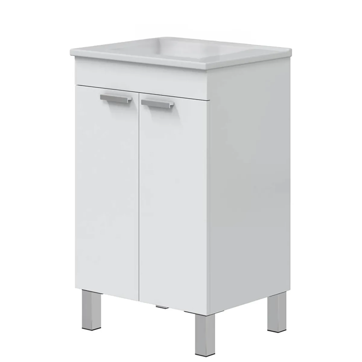 Mobili Sottolavabo > Dmora Mobile Sottolavabo 2 Ante Apertura Battente 50x39x80h cm, Piedini Alluminio - Tuglie Bianco Lucido