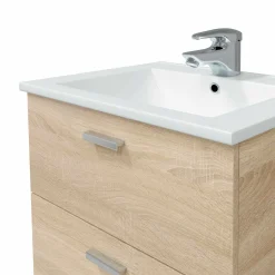 Mobili Sottolavabo > Dmora Mobile sottolavabo 2 cassetti 60x45x50h cm rovere - Doksuri Marrone Rovere