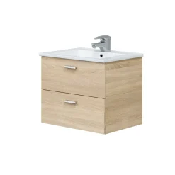 Mobili Sottolavabo > Dmora Mobile sottolavabo 2 cassetti 60x45x50h cm rovere - Doksuri Marrone Rovere