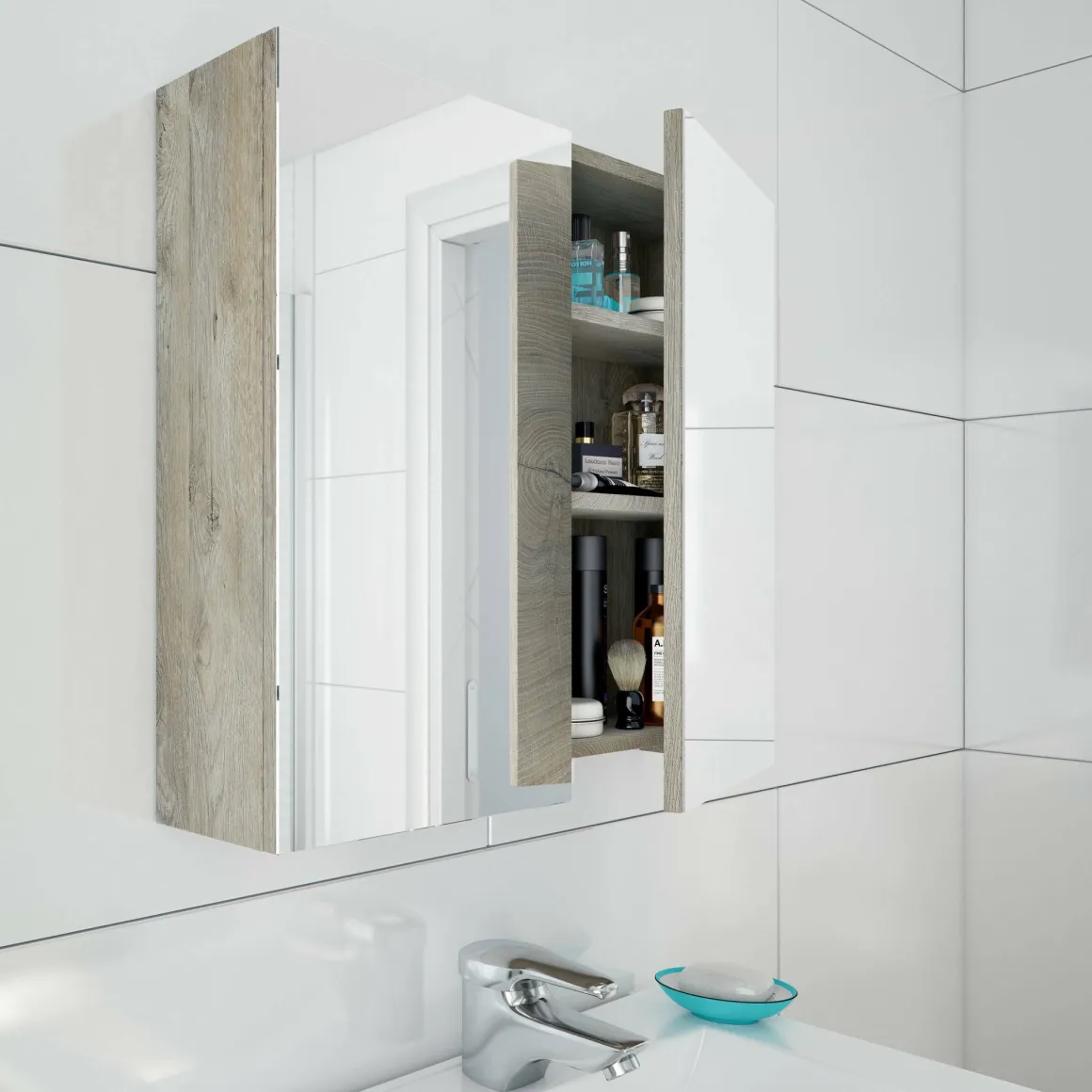 Mobile sottolavabo 2 cassetti 60x80x45h cm rovere - Aruna