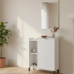 Mobili Sottolavabo > Dmora Mobile sottolavabo con specchio 77x24x91h cm - Argusto Bianco