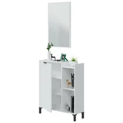 Mobili Sottolavabo > Dmora Mobile sottolavabo con specchio 77x24x91h cm - Argusto Bianco