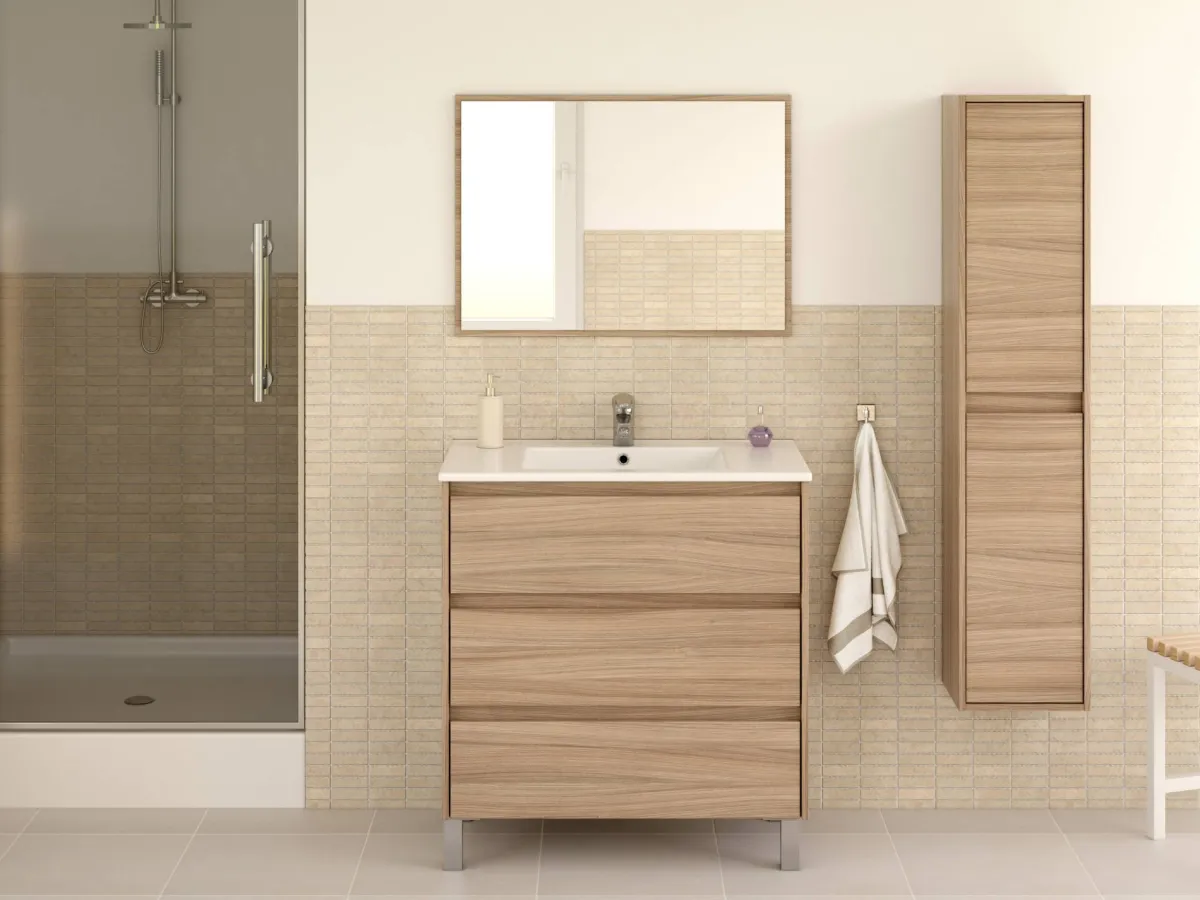 Mobili Sottolavabo > Dmora Mobile Sottolavabo Marrone Colore Ante Marrone 30x25.5x140h cm, - Aladin Marrone Quercia