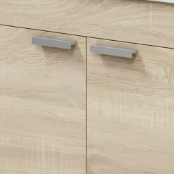 Mobili Sottolavabo > Dmora Mobile Sottolavabo Marrone Rovere Grigio Nero Antracite 3 Cassetti Soft Close 60x45x86h cm, Apertura Scorrevole - Sozop Nero Antracite, Marrone Rovere Grigio