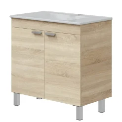 Mobili Sottolavabo > Dmora Mobile Sottolavabo Marrone Rovere Grigio Nero Antracite 3 Cassetti Soft Close 60x45x86h cm, Apertura Scorrevole - Sozop Nero Antracite, Marrone Rovere Grigio