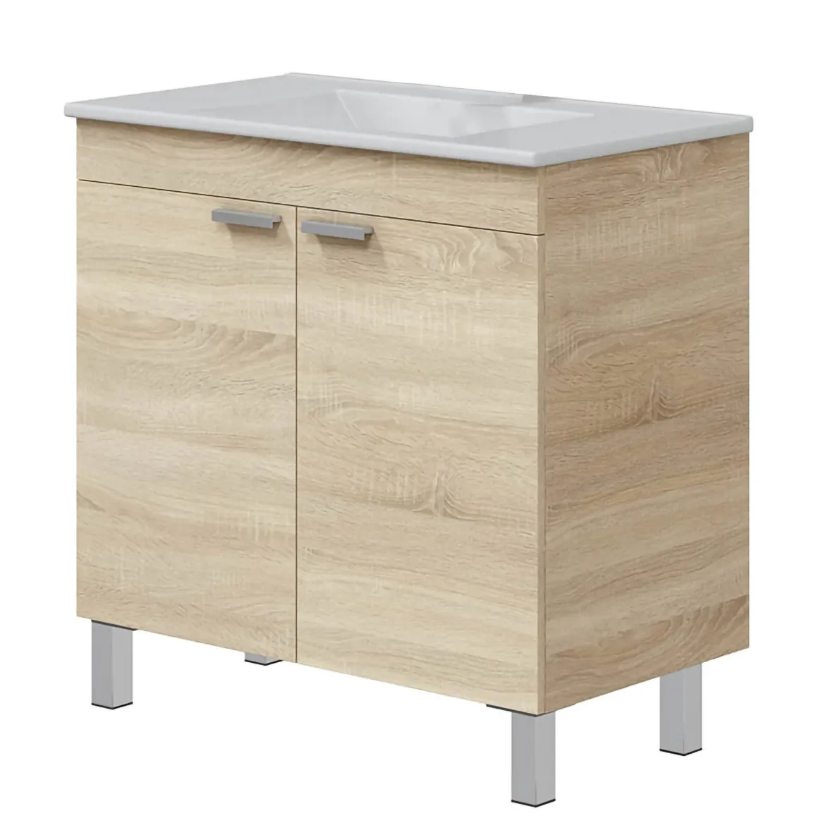 Mobili Sottolavabo > Dmora Mobile Sottolavabo Marrone Rovere Grigio Nero Antracite 3 Cassetti Soft Close 60x45x86h cm, Apertura Scorrevole - Sozop Nero Antracite, Marrone Rovere Grigio