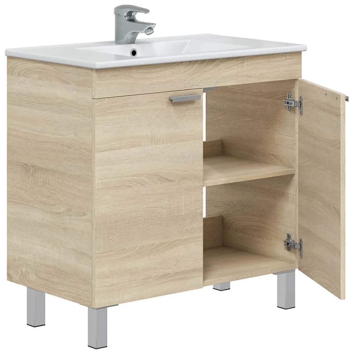 Mobili Sottolavabo > Dmora Mobile Sottolavabo Marrone Rovere Grigio Nero Antracite 3 Cassetti Soft Close 60x45x86h cm, Apertura Scorrevole - Sozop Nero Antracite, Marrone Rovere Grigio