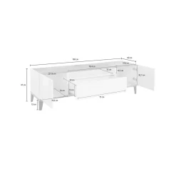 Mobile TV acero e ardesia 160x40x47h cm 2 ante e 1 cassetto - Argentoro