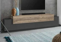 Mobile TV antracite e acero 200x45x52h cm 3 ante - Arold