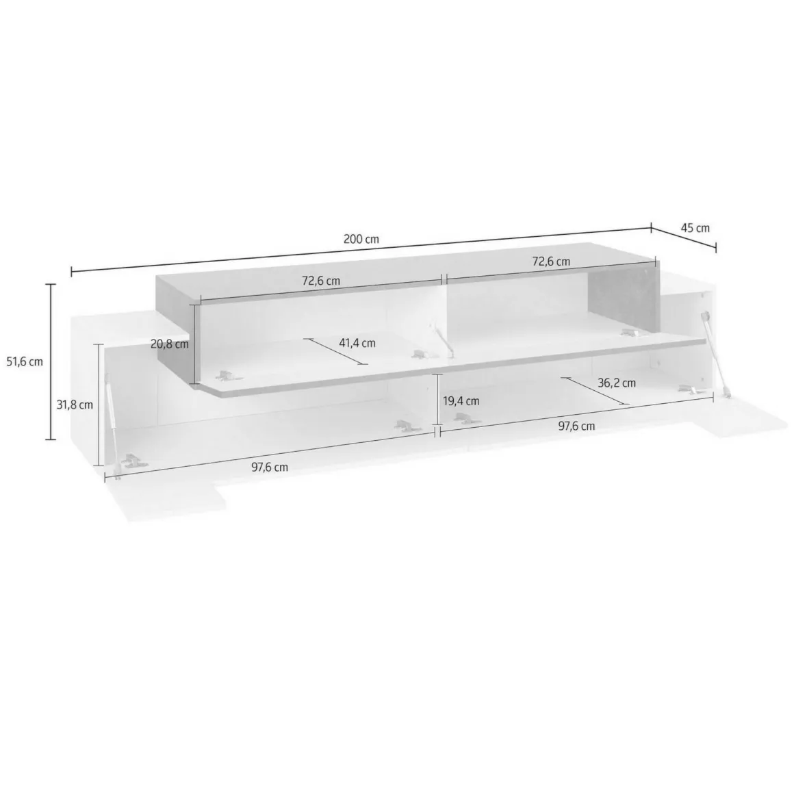Mobili Porta Tv|Salotto > Dmora Mobile TV antracite e acero 240x45x52h cm 3 ante - Tiche Marrone Acero, Nero Antracite