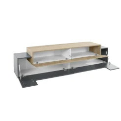 Mobili Porta Tv|Salotto > Dmora Mobile TV antracite e acero 240x45x52h cm 3 ante - Tiche Marrone Acero, Nero Antracite