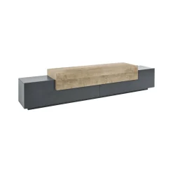 Mobili Porta Tv|Salotto > Dmora Mobile TV antracite e acero 240x45x52h cm 3 ante - Tiche Marrone Acero, Nero Antracite