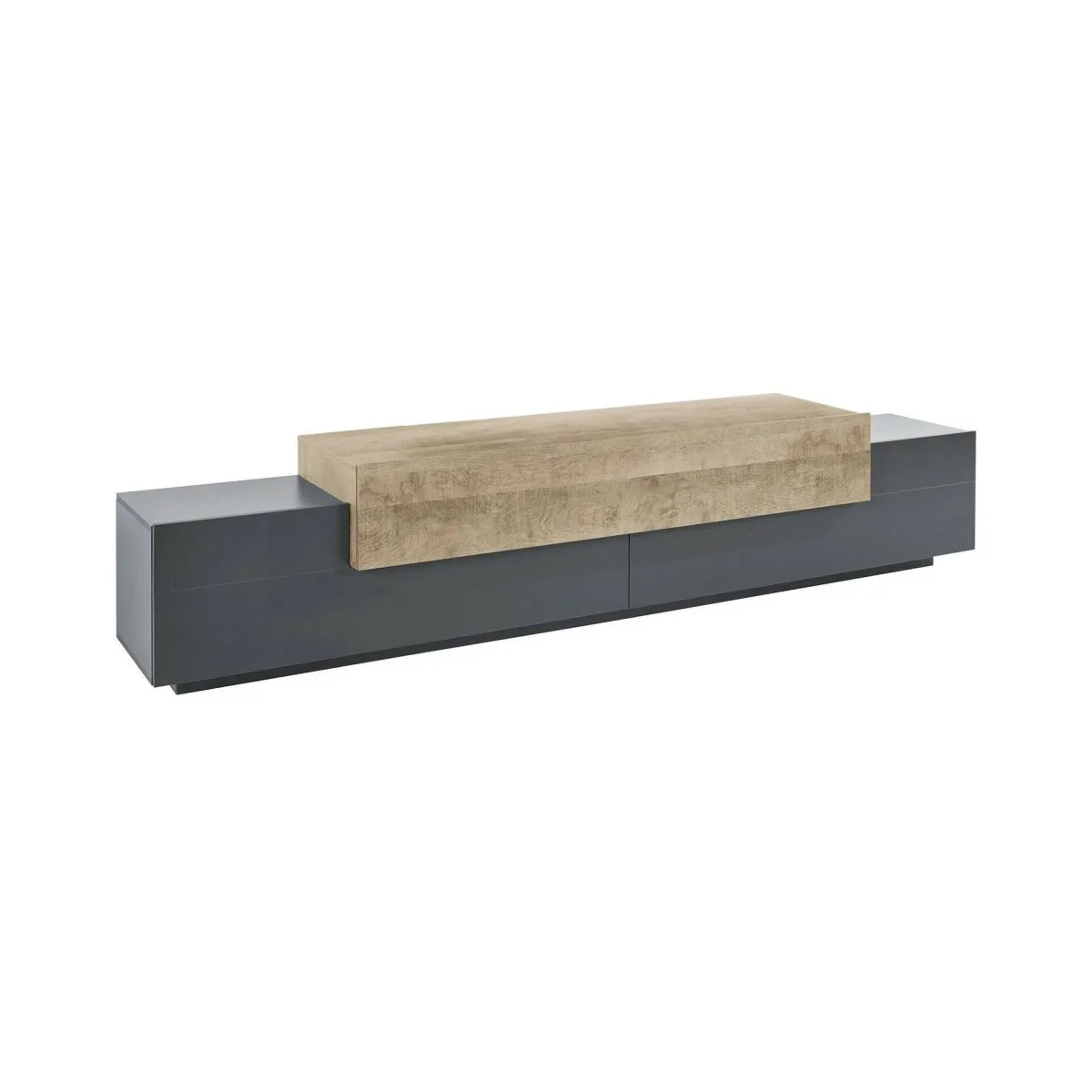 Mobili Porta Tv|Salotto > Dmora Mobile TV antracite e acero 240x45x52h cm 3 ante - Tiche Marrone Acero, Nero Antracite