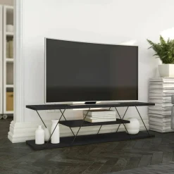 Mobile TV antracite e grigio 120x30x33h cm in legno - Desdemona