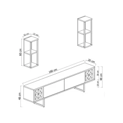 Mobile TV antracite e nero 180x30x48h cm modulabile - Iva