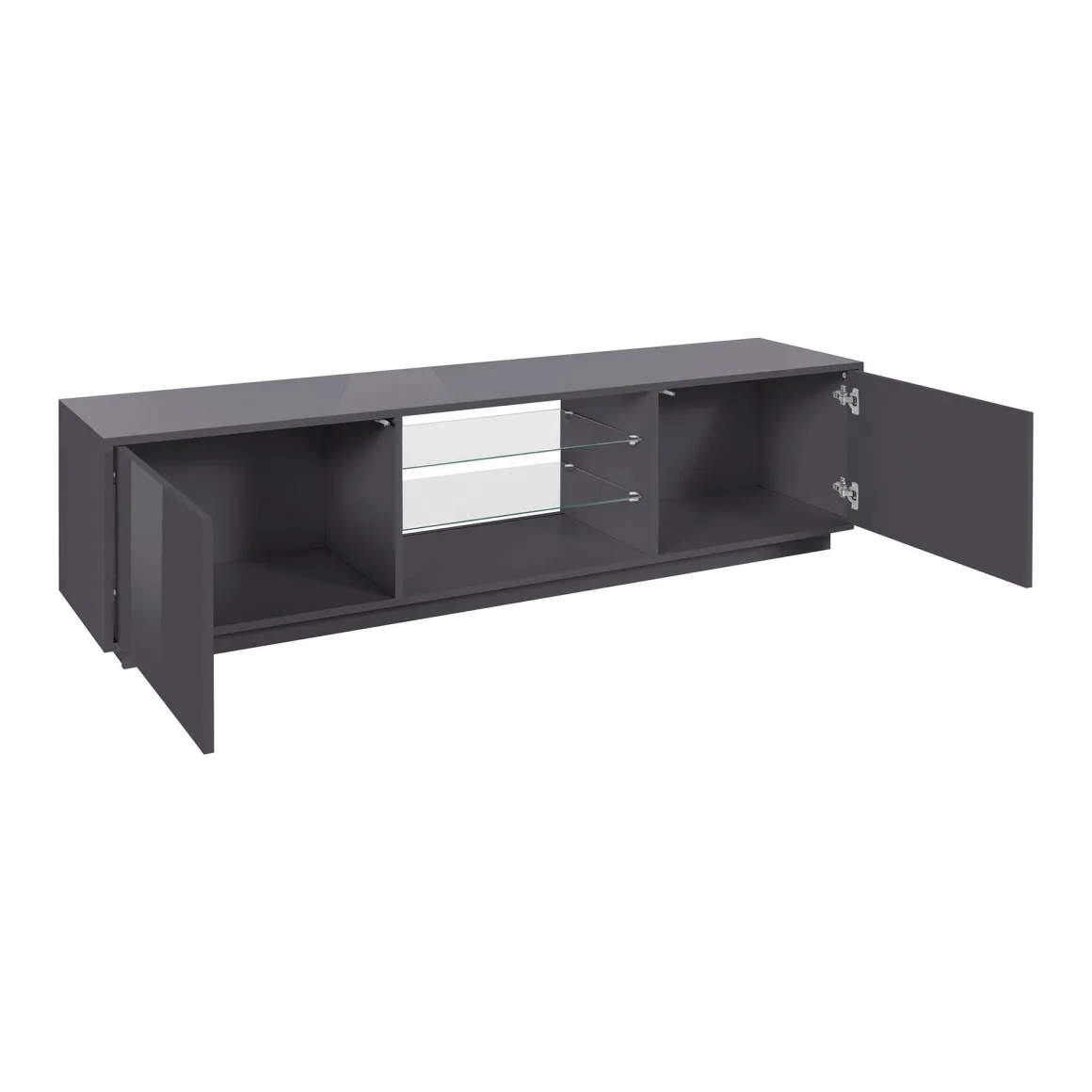 Mobile TV antracite lucido 180x41x46h cm 2 ante - Lola
