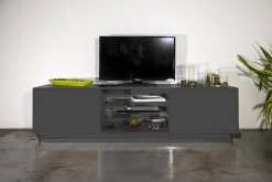 Mobile TV antracite lucido 180x41x46h cm 2 ante - Lola