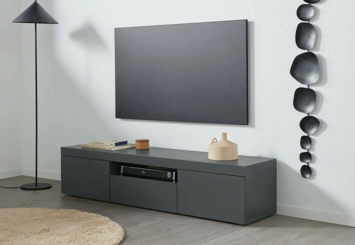 Mobile TV antracite 160x40x35h cm 3 ante - Edoarda