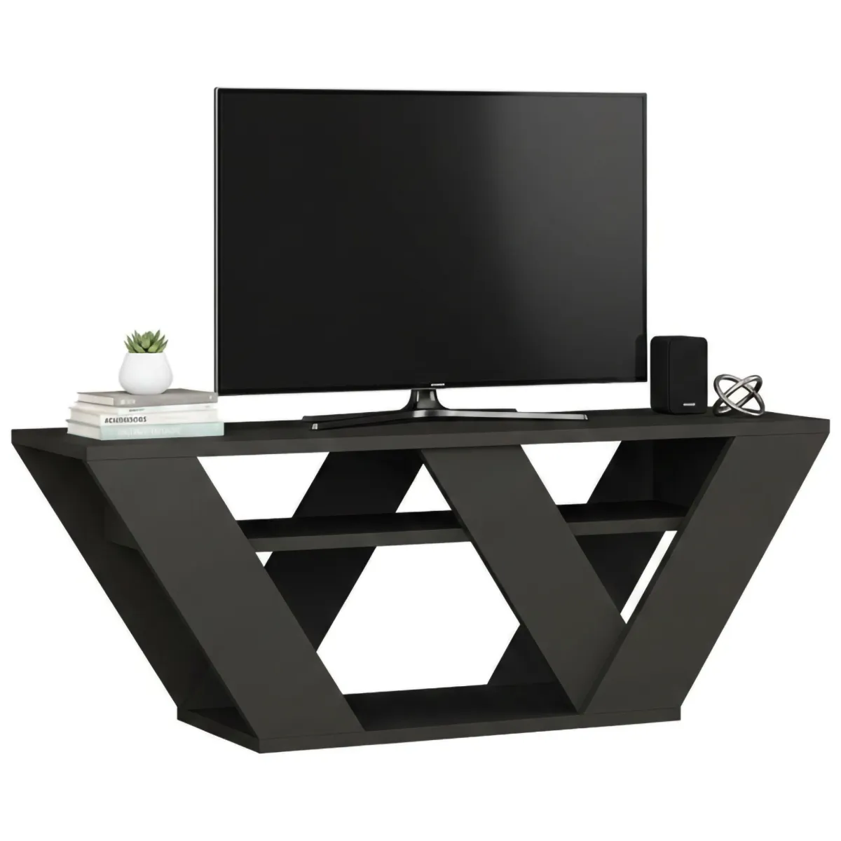 Mobili Porta Tv|Salotto > Dmora Mobile TV antracite 110x30x40h cm in legno - Amazzonite Nero Antracite