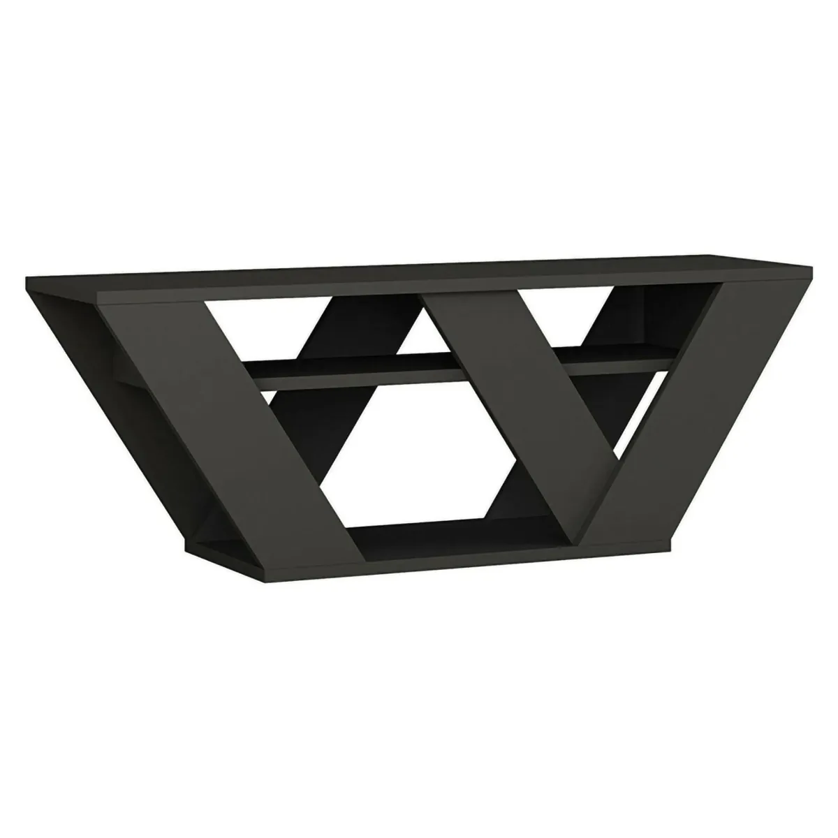 Mobili Porta Tv|Salotto > Dmora Mobile TV antracite 110x30x40h cm in legno - Amazzonite Nero Antracite