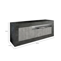 Mobili Porta Tv > Dmora Mobile TV ardesia e cemento 138x42x56h cm 3 ante - Iole Grigio Cemento, Grigio Ardesia