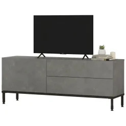Mobili Porta Tv > Dmora Mobile TV argento e nero 120x35x46h cm 3 ante - Zephir Nero, Argento