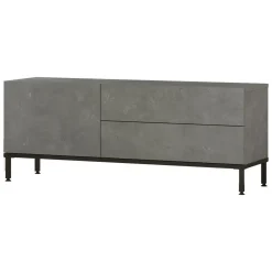Mobili Porta Tv > Dmora Mobile TV argento e nero 120x35x46h cm 3 ante - Zephir Nero, Argento