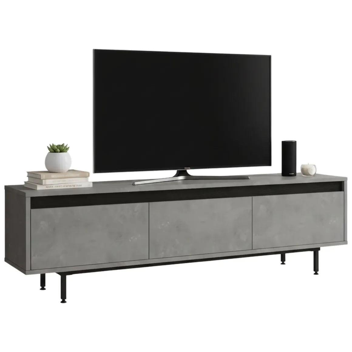 Mobile TV argento e nero 160x35x45h cm 3 ante - Titli