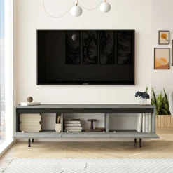 Mobile TV argento e nero 160x35x45h cm 3 ante - Titli