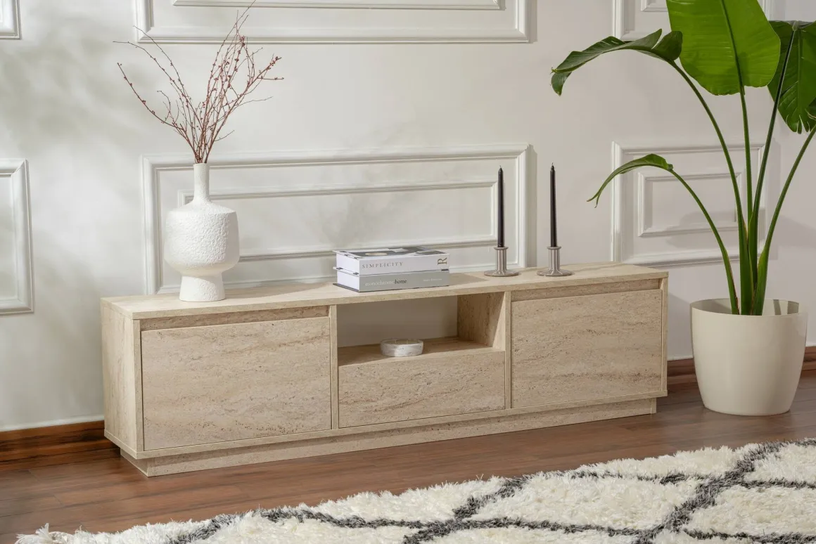 Mobile TV beige 160x29x42h cm 3 ante - Morrigan