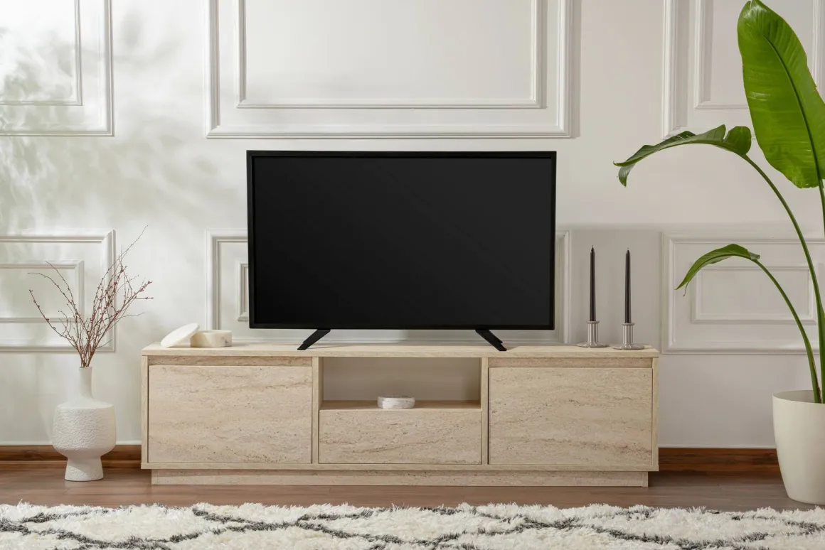 Mobile TV beige 160x29x42h cm 3 ante - Morrigan