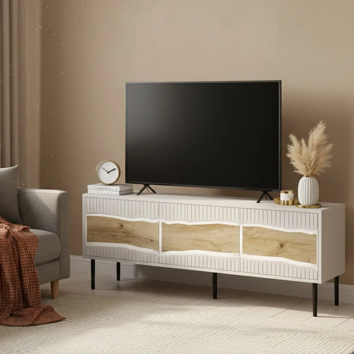 Mobile TV beige 143x40x61h cm 3 ante - Novoli