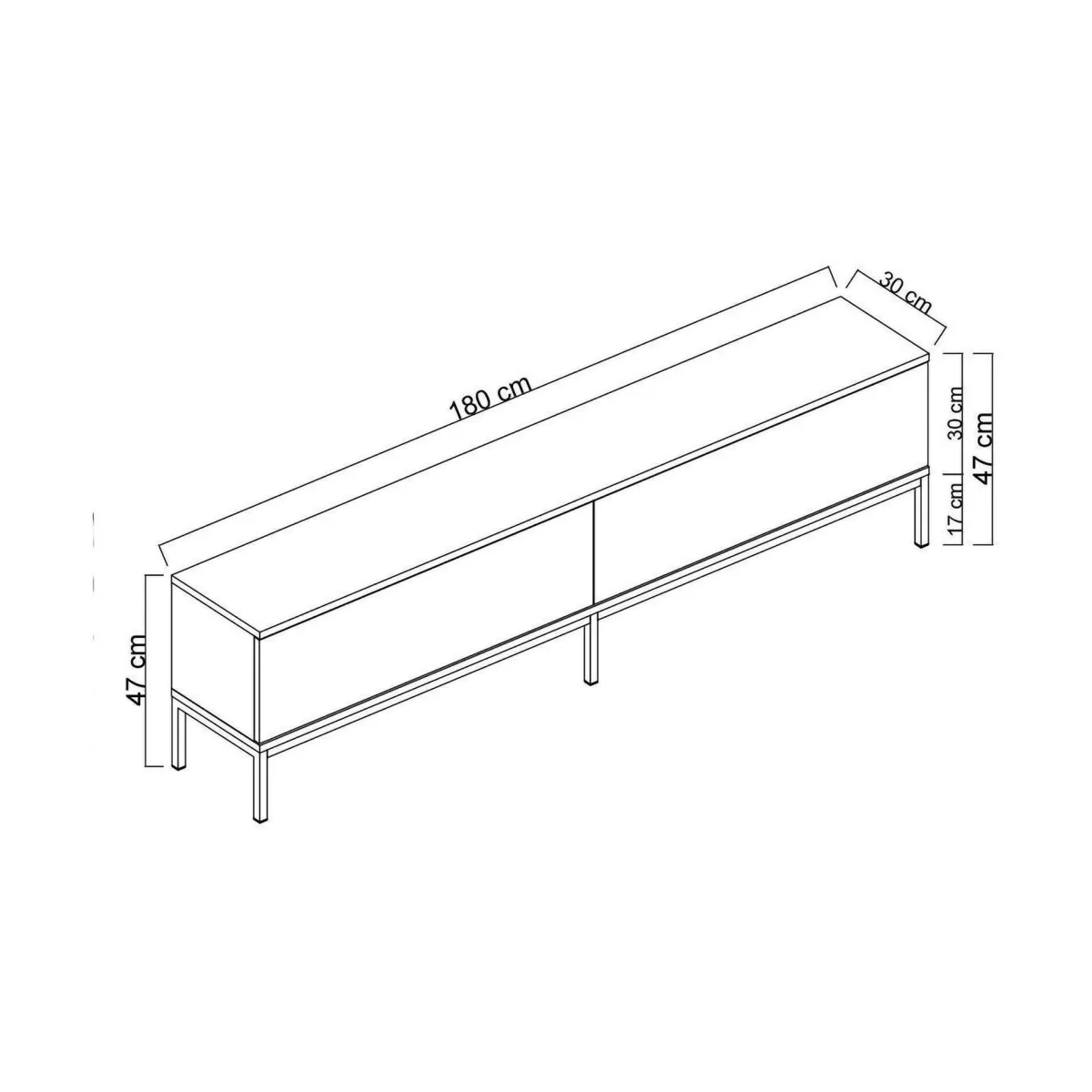 Mobili Porta Tv|Salotto > Dmora Mobile TV bianco e argento 180x30x47h cm modulabile - Espero Argento, Bianco