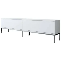 Mobili Porta Tv|Salotto > Dmora Mobile TV bianco e argento 180x30x47h cm modulabile - Espero Argento, Bianco