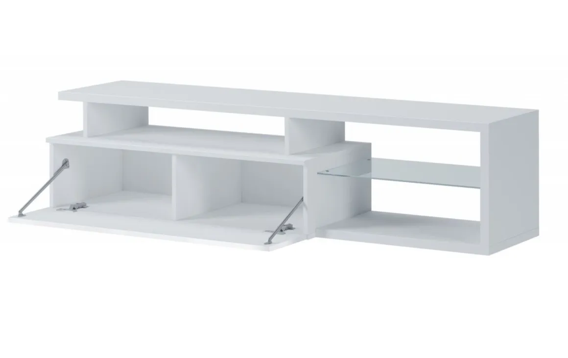 Mobile TV bianco e bianco lucido 160x38x41h cm in legno - Gisella