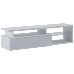 Mobile TV bianco e bianco lucido 160x38x41h cm in legno - Gisella