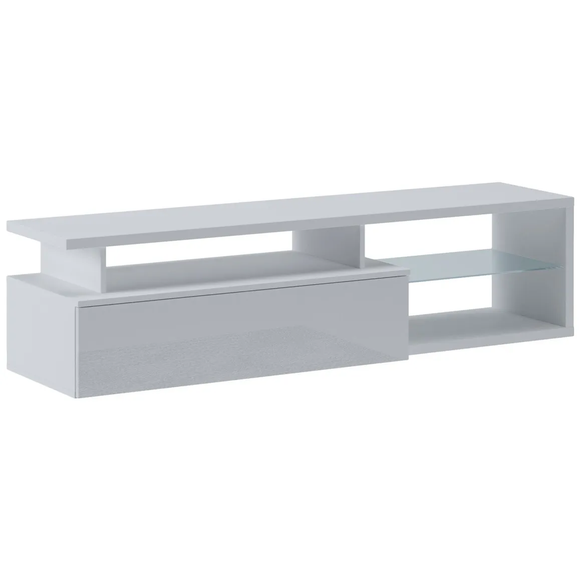 Mobile TV bianco e bianco lucido 160x38x41h cm in legno - Gisella