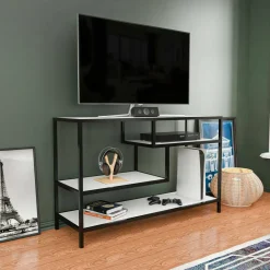 Mobile TV bianco e nero 120x39x75h cm in legno - Ivette