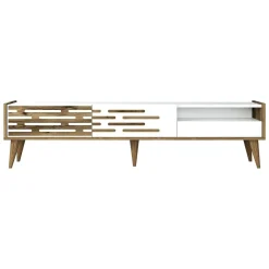 Mobile TV bianco e noce 180x45x35h cm 3 ante - Upana