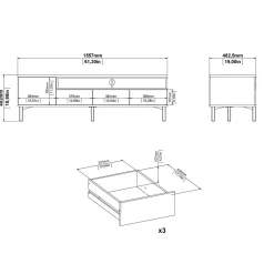 Mobili Porta Tv > Dmora Mobile TV bianco e quercia 155x48x48h cm in legno - Rosata Marrone, Bianco Quercia