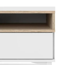 Mobili Porta Tv > Dmora Mobile TV bianco e quercia 155x48x48h cm in legno - Rosata Marrone, Bianco Quercia