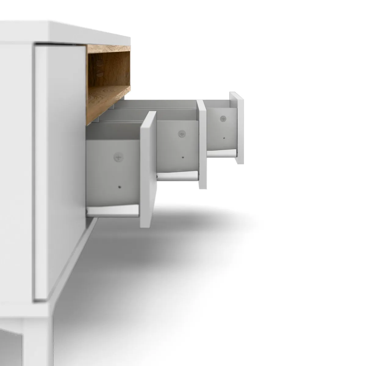 Mobili Porta Tv > Dmora Mobile TV bianco e quercia 155x48x48h cm in legno - Rosata Marrone, Bianco Quercia
