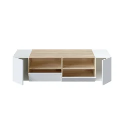 Mobile TV bianco e rovere 138x42x36h cm 4 ante - Ebe