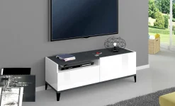 Salotto > Dmora Mobile TV bianco lucido e ardesia 120x40x47h cm in legno - Atris Grigio Ardesia, Bianco Lucido