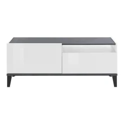 Salotto > Dmora Mobile TV bianco lucido e ardesia 120x40x47h cm in legno - Atris Grigio Ardesia, Bianco Lucido