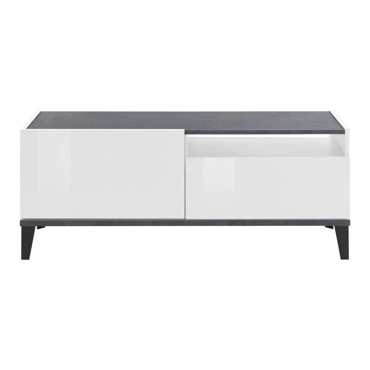 Salotto > Dmora Mobile TV bianco lucido e ardesia 120x40x47h cm in legno - Atris Grigio Ardesia, Bianco Lucido