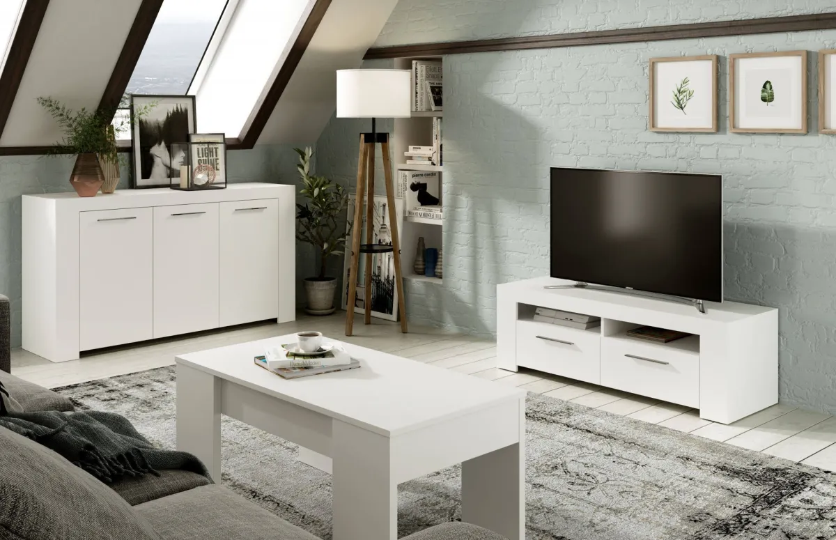Salotto > Dmora Mobile TV 120x42x40h cm 2 ante - Sparaxis Bianco Lucido