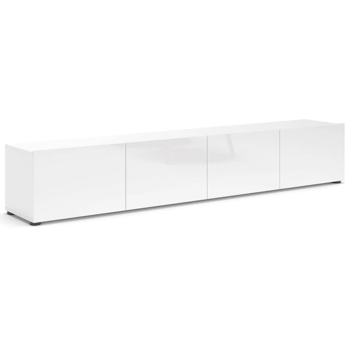 Mobile TV bianco lucido 225x38x39h cm 4 ante - Ame