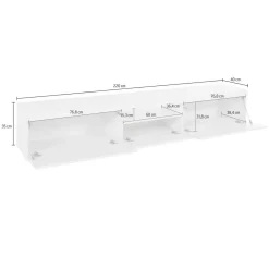Mobile TV bianco 220x40x35h cm 3 ante - Annett