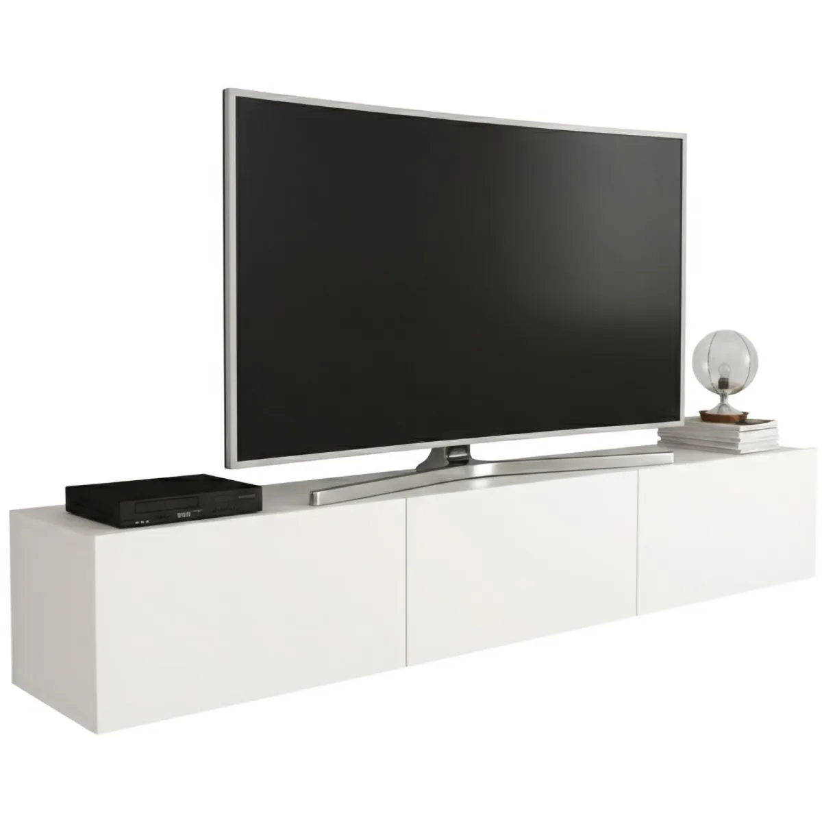 Mobili Porta Tv > Dmora Mobile TV 180x32x30h cm 3 ante - Barzago Bianco